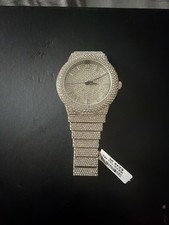 Iced Out Rhinestone Bling Watch Silver Tone picture