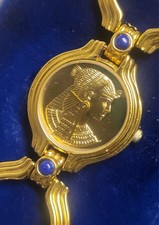 Ultra Rare The Franklin Mint 1988 Cleopatra Swiss Made Gold Plated Ladies Watch picture