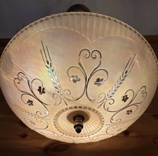 Antique 1920s 30s LARGE Art Deco Nouveau Iridescent Carnival Glass Chandelier picture