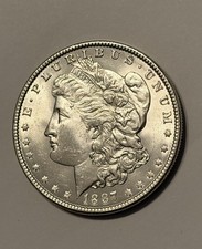 1887-P Morgan Silver Dollar Frosty Blast White BU Great Fields  KM#110 picture