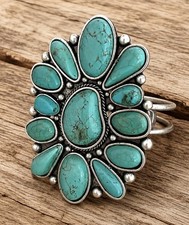 Western Turquoise Cuff Bracelet | Large Statement Cuff picture