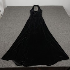 Vintage Jessica McClintock Dress 8 Black Velvet Halter Maxi Whimsigoth Evening picture