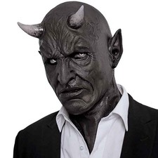 Demon Horn Latex Full Head Mask Horror Devil Halloween Cosplay  picture