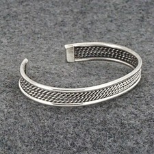 Large Twisted 925 Sterling Silver Handmade Adjustable Cuff Bangles Jewelry B#006 picture