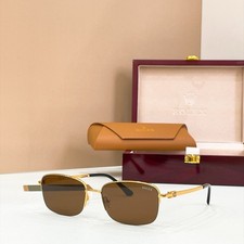 Rolex SS1164 Rectangle Sunglasses Gold Brown Lens 55-18-143 With New Case picture