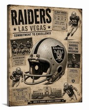 Vintage Las Vegas Raiders Helmet Canvas Wall Art 16x20 NFL Football Man Cave picture