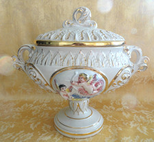 Vintage Keramos R. Capodimonte Italy Porcelain Cherub Gilt Tureen With Lid picture