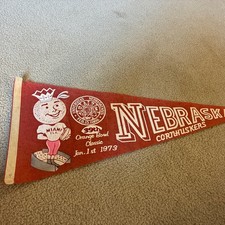 VTG 1971 Nebraska Cornhuskers Orange Bowl Football Pennant 29” Original Felt picture