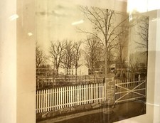 Antique Albumen Photograph Picket Fence and Backyard picture