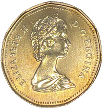 1987 Canada $1 Loonie UNC Uncirculated First Year Canadian Dollar Elizabeth II picture