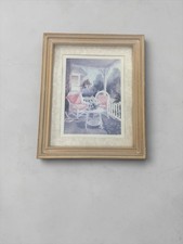 Vintage Cottagecore Framed Print Summer Cottage Porch Wicker Rocking Chairs  picture