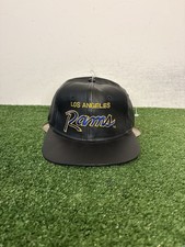 Vintage Los Angeles Rams hat cap strap back black sports specialties script new picture