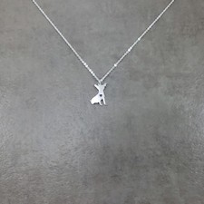 Chihuahua Dog Sitting SILVER Plated Necklace Gift Box Mexico Pet Breed Canine picture