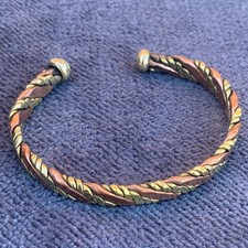 Adjustable Ancient Artifact Roman Engraved Cuff Bracelet Bronze Open Terminal picture