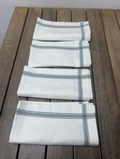 Williams Sonoma Green Border White Napkins Set/4 Jacquard Floral NWOT picture