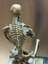 Bronze Skeleton Sculpture MILO Marble Thinking Statue Deco Rare Decor Skull Art picture
