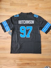 youth size detriot lions #97 aidan hutchinson size s-xl black stitched nwt picture