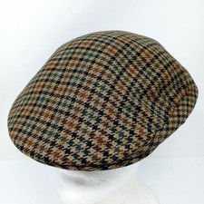 Vintage Brooks Immacula Made in England Wool Flat Cap Hat Size 7 3/8 Plaid picture
