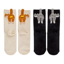 1 Pair Women's Cute Cat Socks, Funny Novelty Animal Cat with Balls Socks Gift OY picture