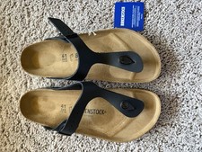 Birkenstock Gizeh Black Thong Sandals Cork Footbed Adjustable Buckle (W10, M8) picture