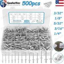 500pcs Pop Rivets Assortment Kit 14 Size SAE Assorted Aluminum Blind Rivets Set picture