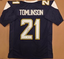 Ladinian Tomlinson Signed Custom Chargers Jersey (Navy, Light B#) | Beckett COA picture