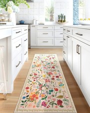 Boho Floral Runner Rug 2x6, Washable Non-Slip Kitchen Rug, Ultra Soft Vintage picture
