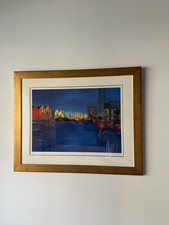 Marcel Mouly Le Port Bleu Signed Lithograph 25/300 Limited Edition Framed picture