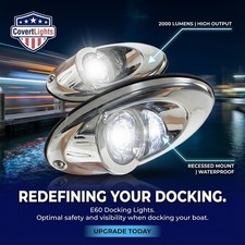 1 PAIR Marine Boat LED Recessed Mount High Output Docking Light 2000 Lumens Each picture