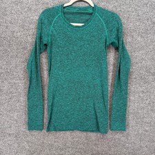Lululemon Swiftly Tech Long Sleeve Shirt 2.0 Womens 6 Green Heathered Thumbholes picture