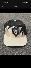 Vintage NFL Logo Athletic Raiders Black Dome Sharktooth SnapBack Hat RARE picture