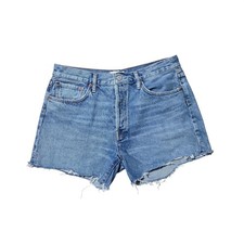 AGOLDE Parker Long High Rise Denim Shorts Medium Wash Size 31 picture