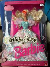 Mattel Birthday Party Barbie Fashion Doll w/ Cake Accessory 11 in MPN 3388 picture