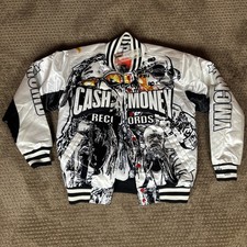 Headgear Classics Cash Money Records Satin  Jacket White/Black Size: Small NWT picture