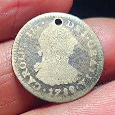 Mexico 1782 MO FF 1 Real Silver Colonial Coin Holed picture