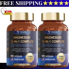 2-bottle Totaria Health Magnesium 12-in-1 Complex 700mg.Glycinate Citrate Malate picture