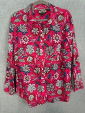 Talbots Top Women 1X Pink Floral Button Up Long Sleeve Lightweight Colorful Work picture