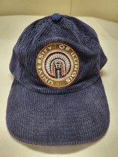 Vintage Fighting Illini Chief Corduroy Illinois Blue Strapback Hat Cap 80s 90s picture