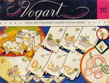 VTG VOGART 282 Modern Kitchen Motifs Fruit Basket Embroidery Transfer Pattern UC picture