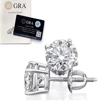 Moissanite Screw Back 925 Solitaire Stud Earrings GRA Certified D/VVS1 picture