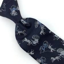 Charvet Paris Tie Woven Rockabilly Black Silver Horse Buggy 50s Silk L3 Vtg/Rare picture