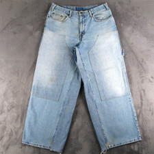 Heart Force Double Knee Denim Jeans 32.5x28.5 Baggy Wide Leg Upcycled Remade picture