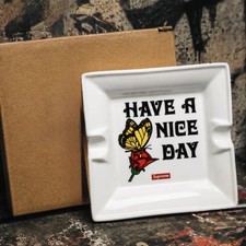FW15 SUPREME “HAVE A NICE DAY” PORCELAIN ASHTRAY WITH A BUTTERFLY ON IT *NEW/BOX picture