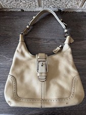 Coach Biege Pebbled Leather Buckle Medium Hobo Shoulder Bag Purse Ships Fast picture