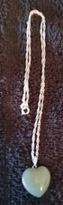 Jade Puffy Heart Pendant w/Sterling Plated Chain picture