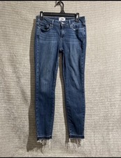 Paige Verdugo Blue Stretch Denim Ankle Skinny Jeans Released Raw Hem 28 Women’s picture