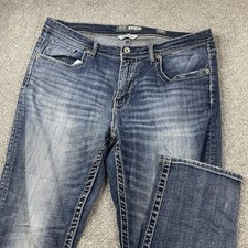 BKE Jeans Men 38R Blue Nolan Buckle Straight Leg Denim Thick Stitch Cowboy 38x30 picture