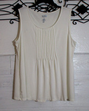 Croft & Barrow Knit Top Women's Size XL Sleeveless Ivory Round Neck picture