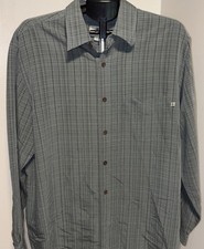 Solitude Long Sleeve Button Down Shirt Men's Large  Gray micro plaid picture