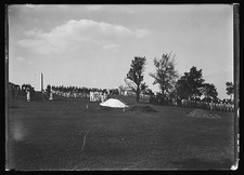 Photo:Cemetery Burial Funeral Procession 1920s Crowd Obelisk Trees picture